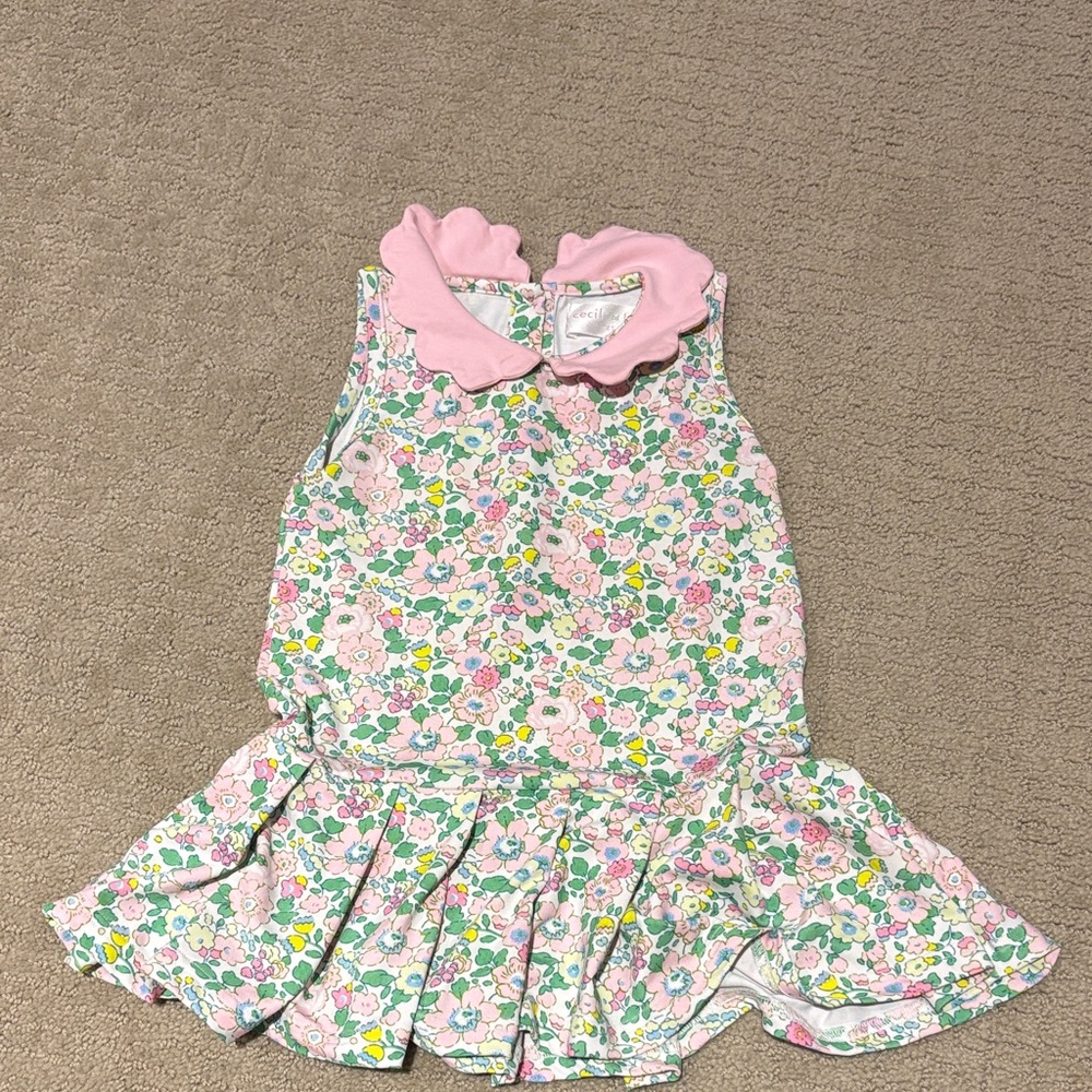 Cecil and Lou Pink toddler athletic dress with Floral Design